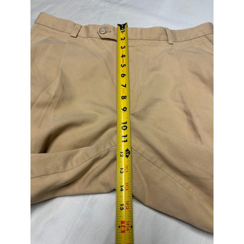 Burberry London Mens Pleated Trousers Tan Khaki Wide Leg Pants 36X32 REG JBT5